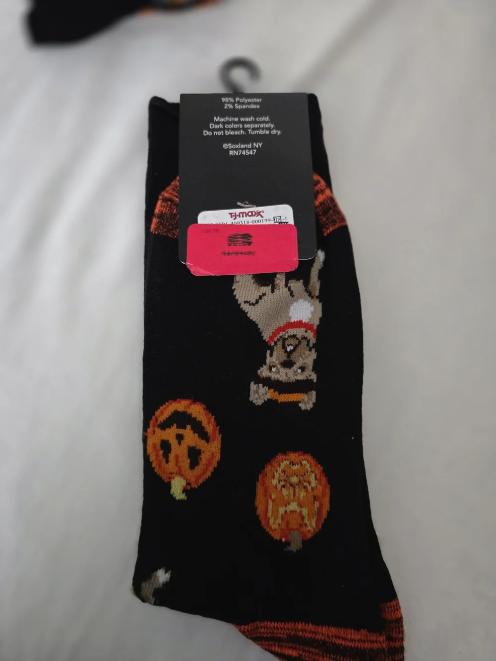 Davco Black Halloween Dog & Pumpkin Crew Socks